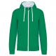 Sudadera capucha y cremallera contrastada Ref.TTK466-LIGERO KELLY GREEN/WHITE