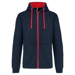 Sudadera capucha y cremallera contrastada