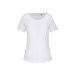 Camiseta orgánica con cuello sin costuras y manga corta mujer