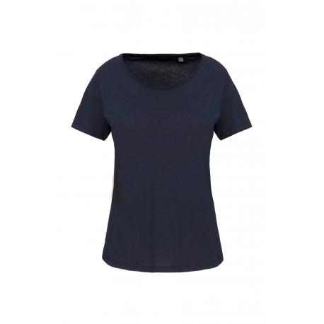 Camiseta corta orgánica cuello sin costuras mujer