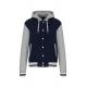 Cazadora béisbolera con capucha unisex Ref.TTK4003-NAVY/OXFORD GREY/WHITE