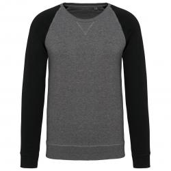 Sudadera bi-color algodón orgánico cuello redondo mangas raglan para hombre