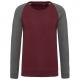 Sudadera bicolor algodón orgánico cuello redondo mangas raglan hombre Ref.TTK491-BREZO DE VINO/BREZO GRIS