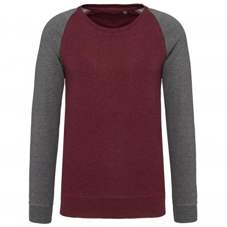 Sudadera bicolor algodón orgánico cuello redondo mangas raglan hombre