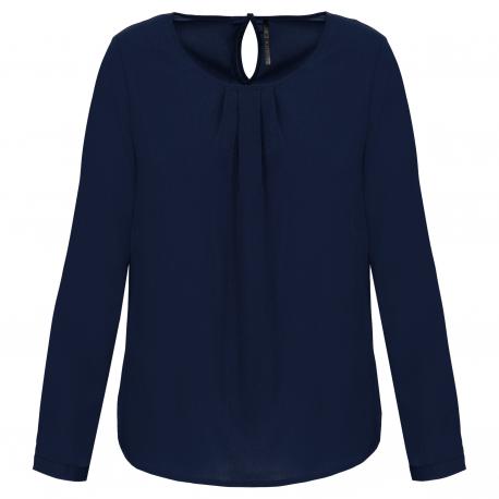 Blusa crepe manga larga mujer