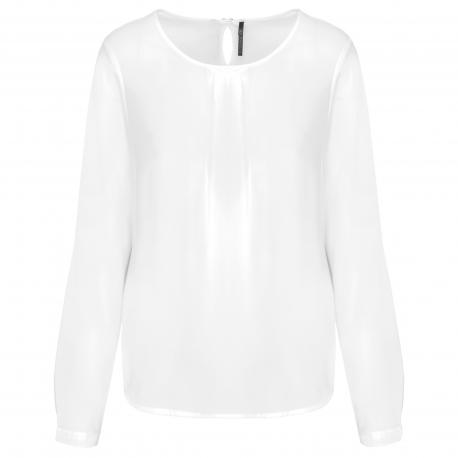 Blusa crepe manga larga mujer