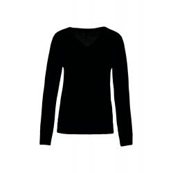 Jersey lana merina cuello de pico mujer
