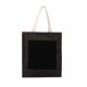 Bolsa shopper de yute con asas de algodón Ref.TTKI0221-NEGRO/PLATEADO 