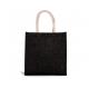 Bolsa estilo tote de tela de yute, modelo grande Ref.TTKI0274-NEGRO/PLATEADO 