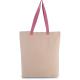 Bolsa de compras con fuelle y asa contrastada Ref.TTKI0278-NATURAL/ROSA OSCURO 