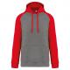 Sudadera bicolor con capucha adulto Ref.TTPA369-BREZO GRIS/ROJO DEPORTIVO