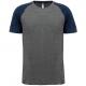 Camiseta bicolor de deporte para adulto Triblend Ref.TTPA4010-BREZAL GRIS/MARINA DEPORTIVA BREZO