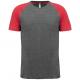 Camiseta bicolor de deporte para adulto Triblend Ref.TTPA4010-BREZO GRIS/BREZO ROJO DEPORTIVO
