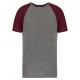 Camiseta bicolor de deporte para adulto Triblend Ref.TTPA4010-BREZO GRIS/VINO BREZO