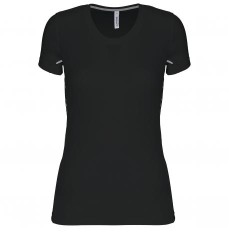 Camiseta de deporte bimaterial manga corta mujer