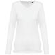 Camiseta supima® cuello de pico manga larga mujer Ref.TTPK307-BLANCO