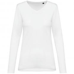 Camiseta supima® cuello de pico manga larga mujer