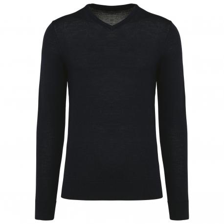 Jersey lana merina cuello de pico hombre