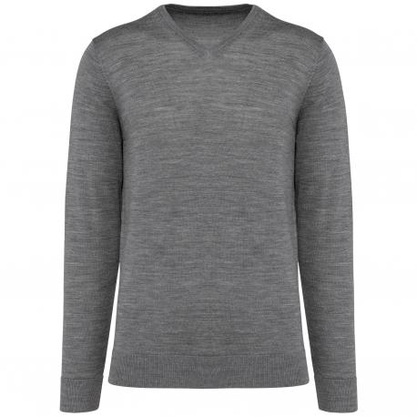 Jersey lana merina cuello de pico hombre