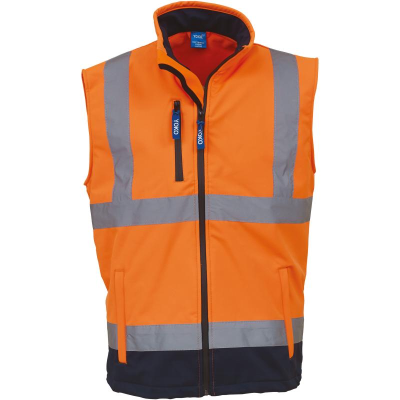 Yoko - Chaqueta reflectante de trabajo Softshell para hombre (Naranja/Azul  Marino Fluorescente) Yoko UTBC1246_hivisorangenavy