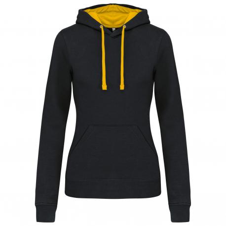 Sudadera capucha contrastada mujer