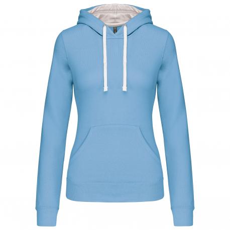 Sudadera capucha contrastada mujer