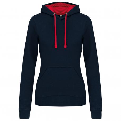 Sudadera capucha contrastada mujer