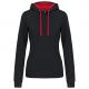 Sudadera capucha contrastada mujer Ref.TTK465-NEGRO/ROJO