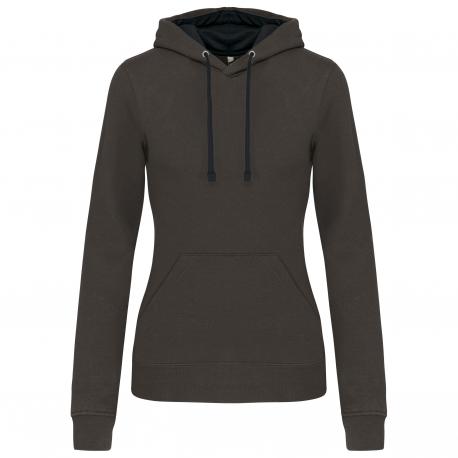 Sudadera capucha contrastada mujer