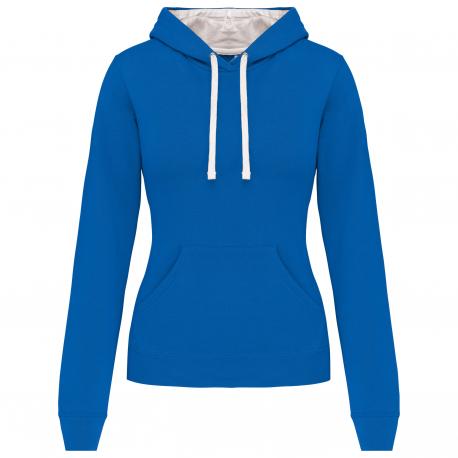 Sudadera capucha contrastada mujer