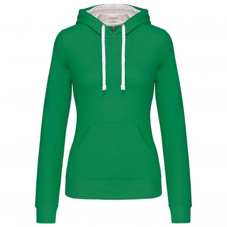 Sudadera capucha contrastada mujer