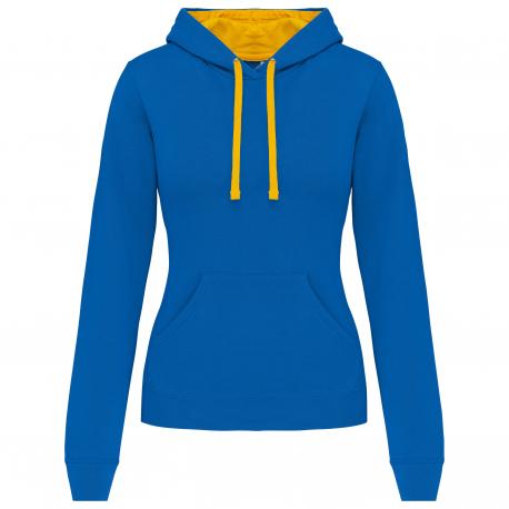Sudadera capucha contrastada mujer