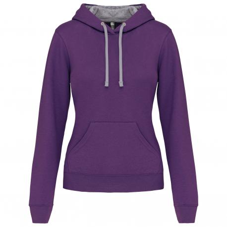 Sudadera capucha contrastada mujer