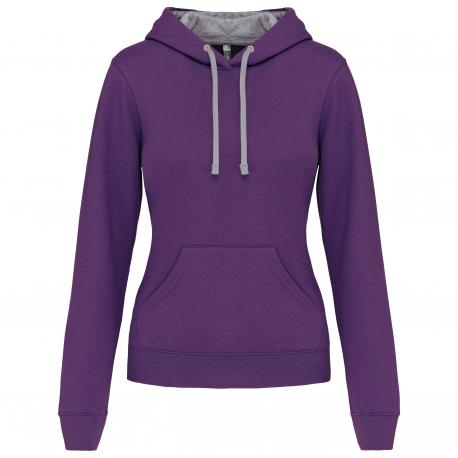 Sudadera capucha contrastada mujer