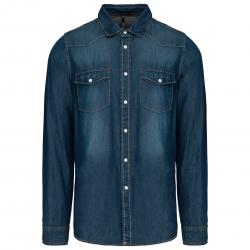 Camisa denim manga larga hombre