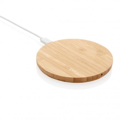 Cargador inalámbrico redondo de 5W de bambú