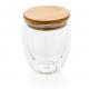 Vidrio de borosilicato de doble pared con tapa de bambú 250m Ref.XDP43210-TRANSPARENTE 