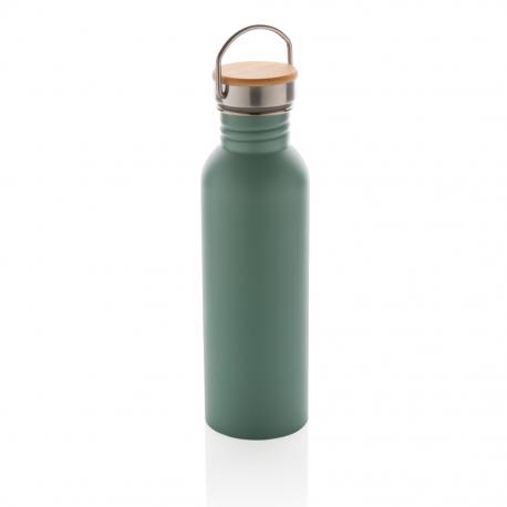 Botella moderna de acero con tapa de bambú 700ml