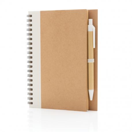 Cuaderno de espiral kraft con bolígrafo 13,3x2cm