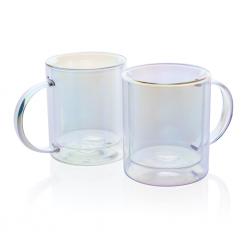 Taza de lujo de vidrio galvanizado de doble pared