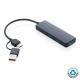 Puerto USB RCS de plástico reciclado con doble entrada Ref.XDP30826-NEGRO 