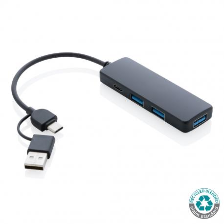 Puerto USB RCS de plástico reciclado con doble entrada