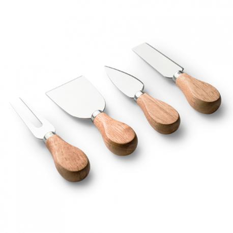 Set para quesos con 4 utensilios de acero inoxidable y mango de madera EDAM