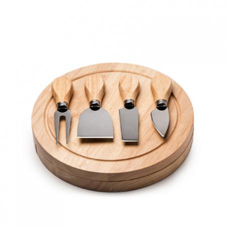 Set de quesos con 4 utensilios de acero inoxidable y mango de madera COMTE