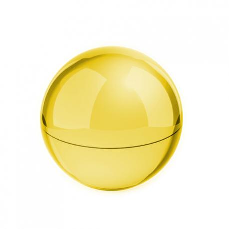 Bálsamo labial presentado en estuche de diseño tipo esfera con acabado cromado BEISO