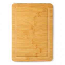 Tabla de cortar de bambú natural en forma rectangular con perfil recoge líquidos ANGUS