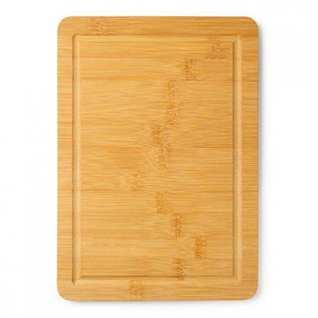 Tabla de cortar de bambú natural en forma rectangular con perfil recoge líquidos ANGUS