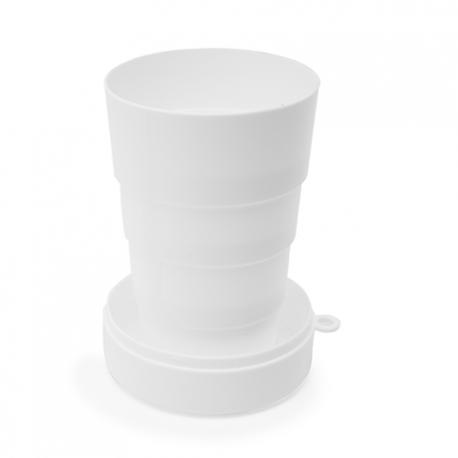 Vaso plegable anti-bacterias con tapa y mosquetón plateado de transporte GOSTO