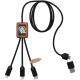 Cable de carga de 40 w 5 en 1 de PET reciclado con logo retroiluminado y estuche cuadrado de madera SCX.design c38 Ref.PF2PX072-NEGRO INTENSO/MADERA 