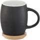 Taza de cerámica de 400 ml con base de madera Hearth Ref.PF100466-NEGRO INTENSO/BLANCO 